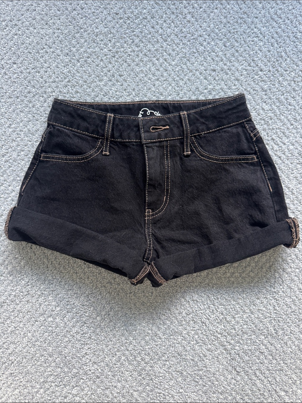 Cat & Jack Black Rolled-Hem Denim Shorts